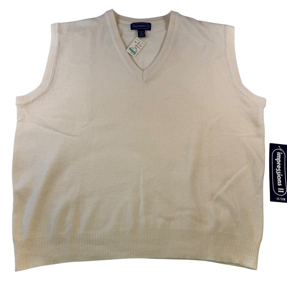 Vintage Impression II Lambswool Sweater‎ Vest Ivory Women's 24W 44 NWT